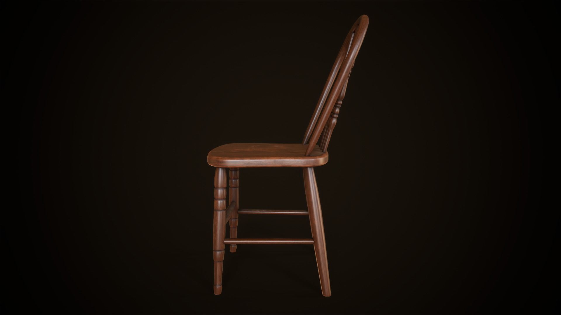 Old victorian chair Low-poly 3D model_7