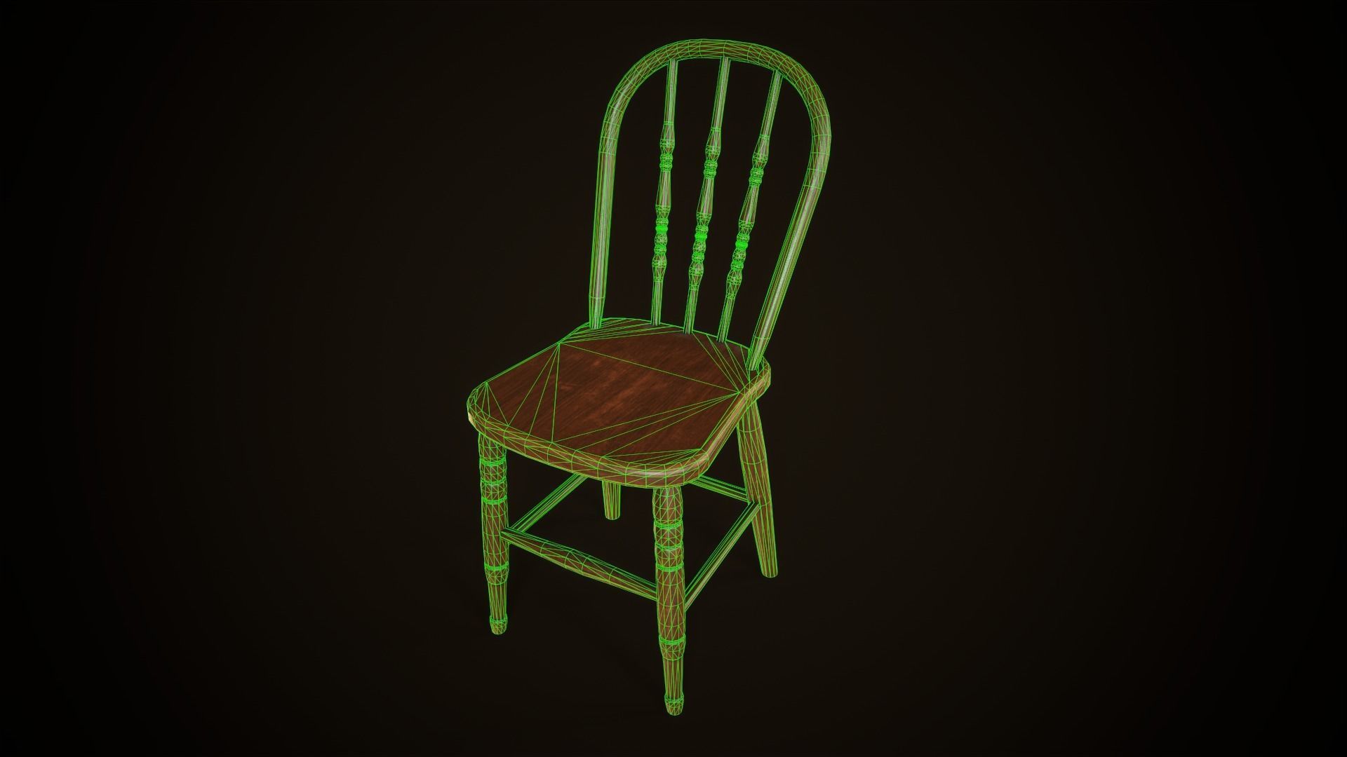 Old victorian chair Low-poly 3D model_4