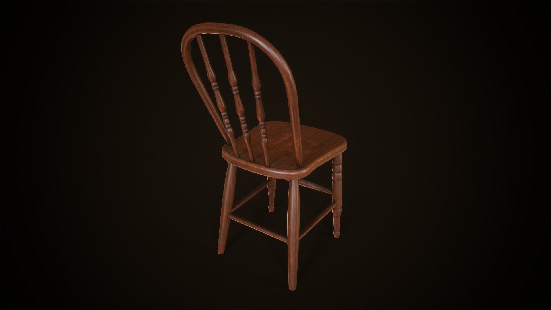Old victorian chair Low-poly 3D model_6