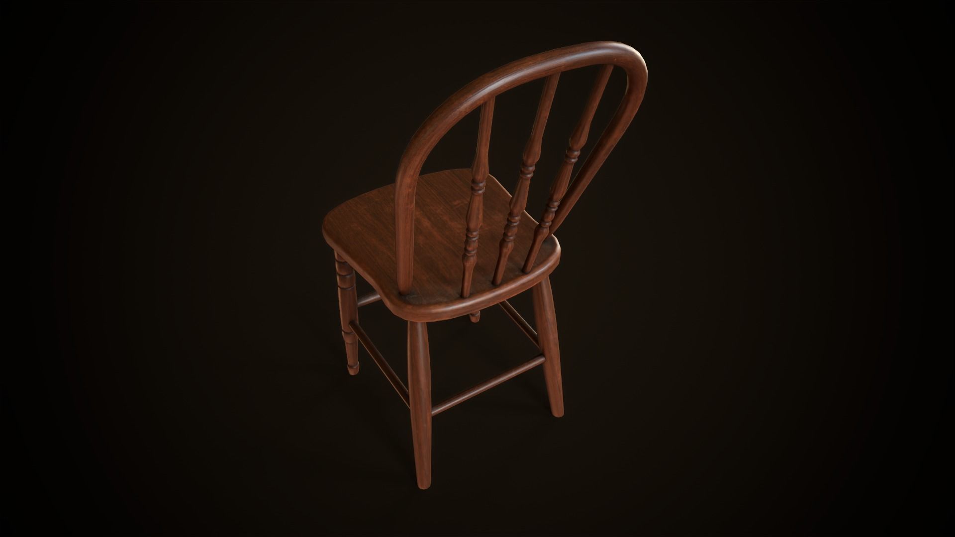 Old victorian chair Low-poly 3D model_9