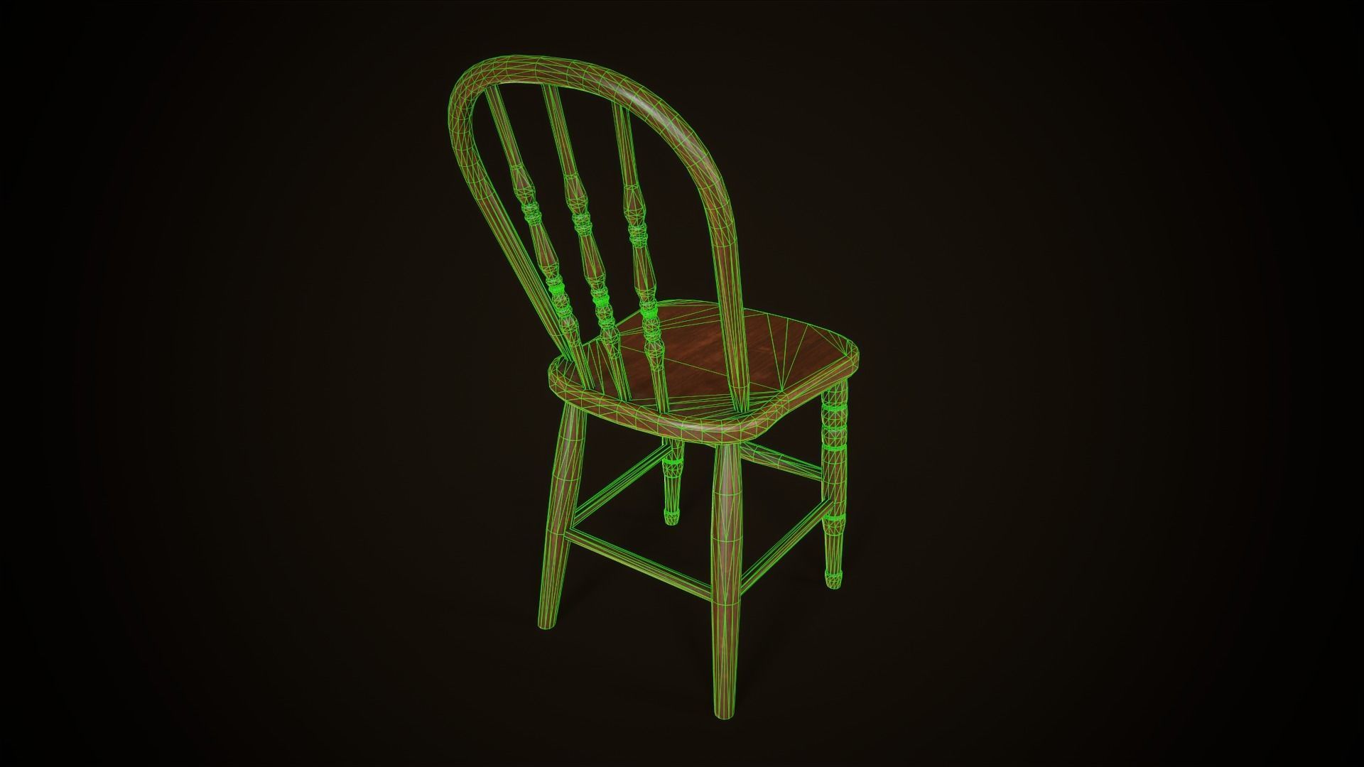 Old victorian chair Low-poly 3D model_12