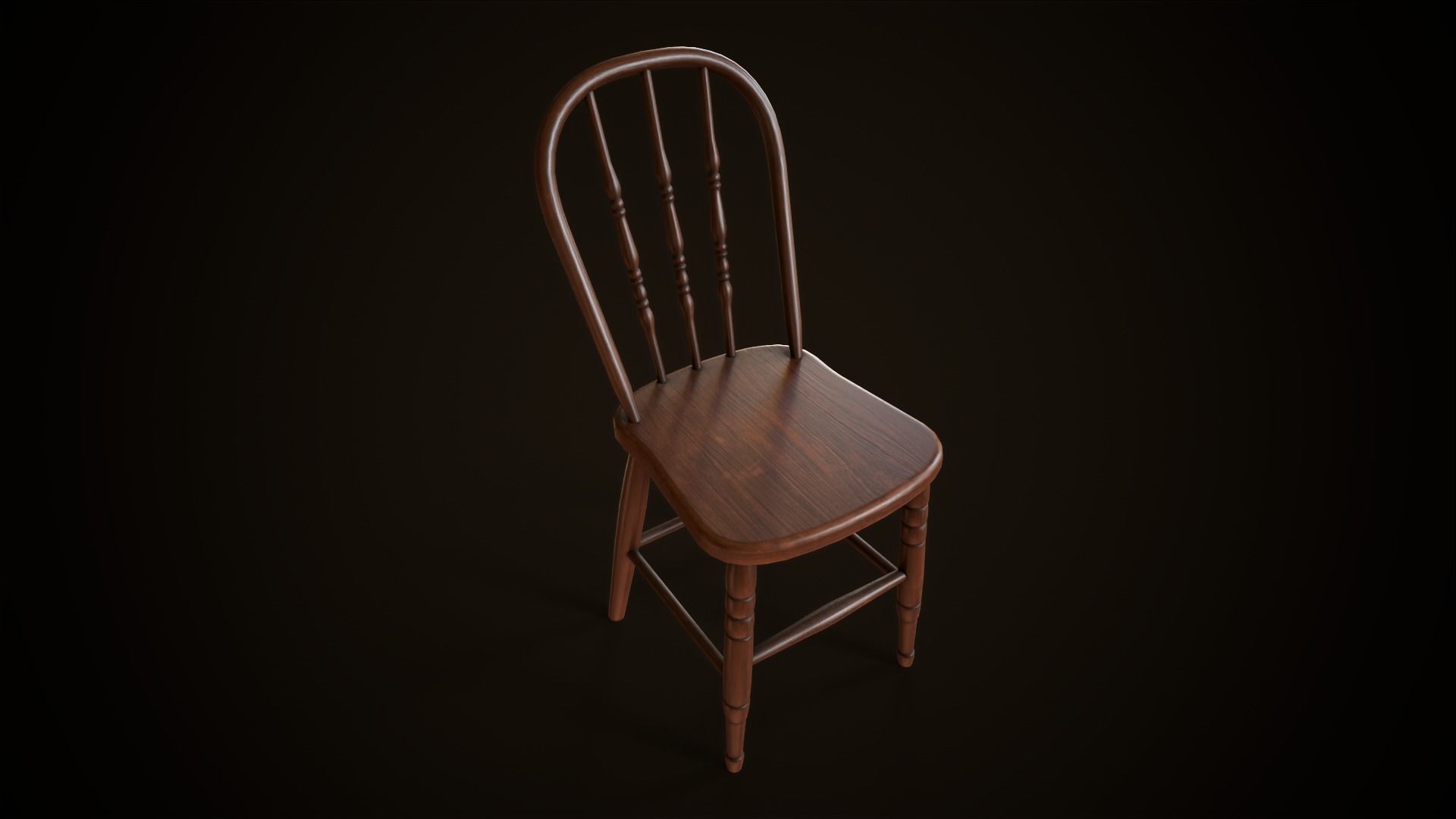 Old victorian chair Low-poly 3D model_10
