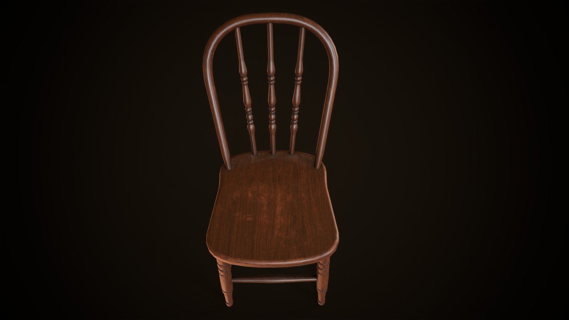 Old victorian chair Low-poly 3D model_2