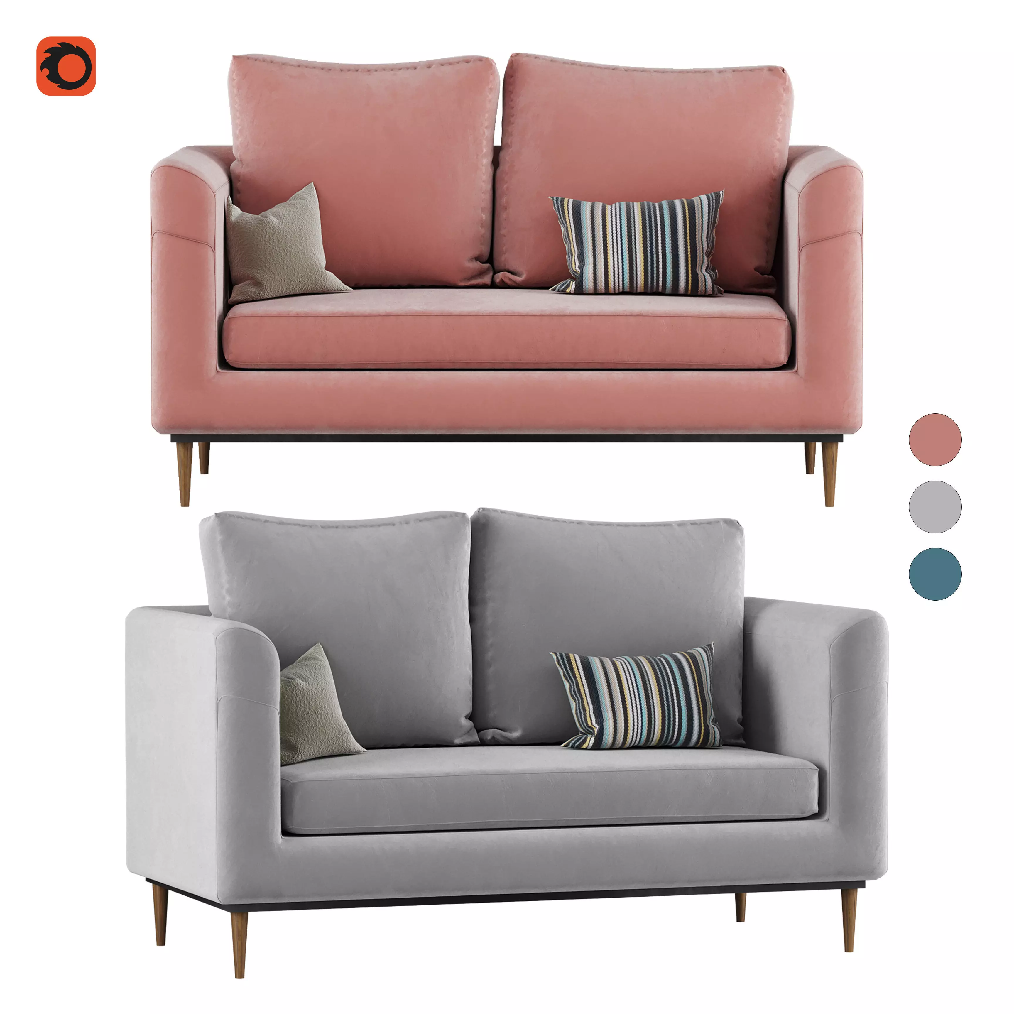 modern sofa Low-poly 3D model_0