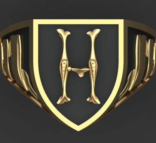 Alphabet Latin Signet H 3D print model_25