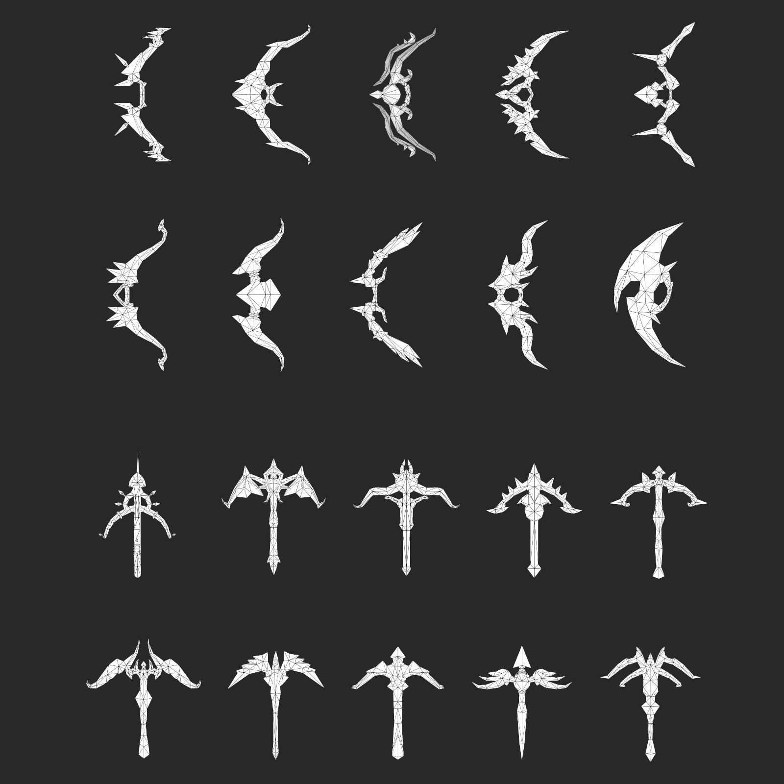 Fantasy Bow And Crossbow Collection Low-poly 3D model_21