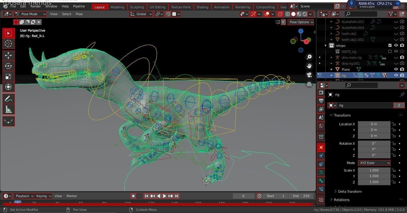 dinosaur 3d model t - rex Low-poly 3D model_10