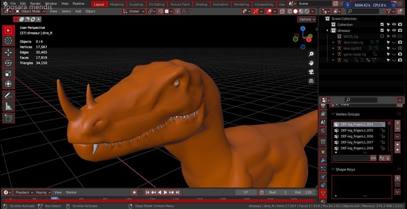 dinosaur 3d model t - rex Low-poly 3D model_11