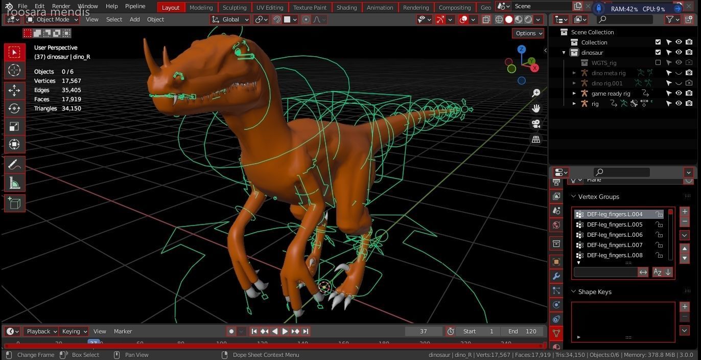 dinosaur 3d model t - rex Low-poly 3D model_15