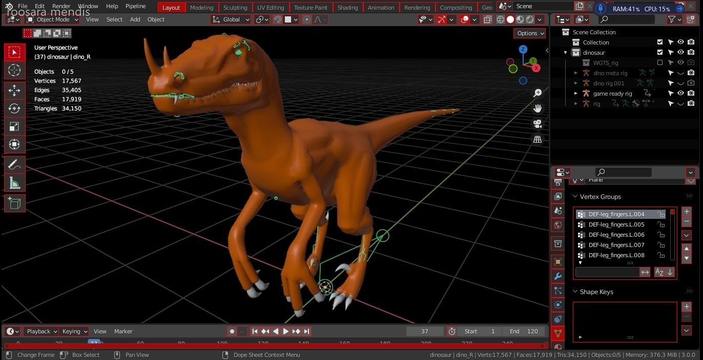 dinosaur 3d model t - rex Low-poly 3D model_14