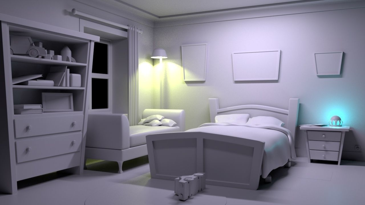 Kids Room Stylized Low-poly 3D model_1