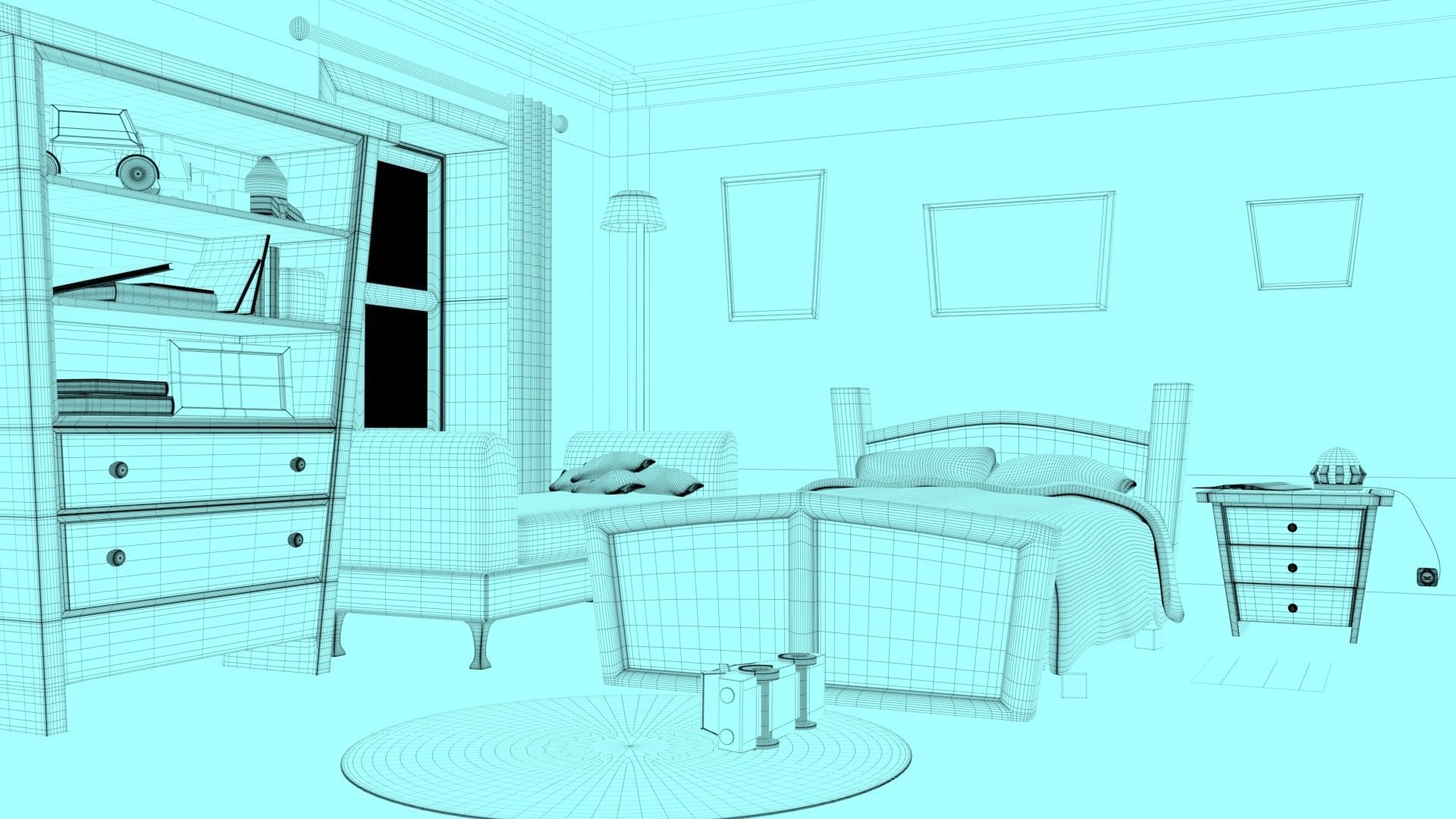 Kids Room Stylized Low-poly 3D model_2