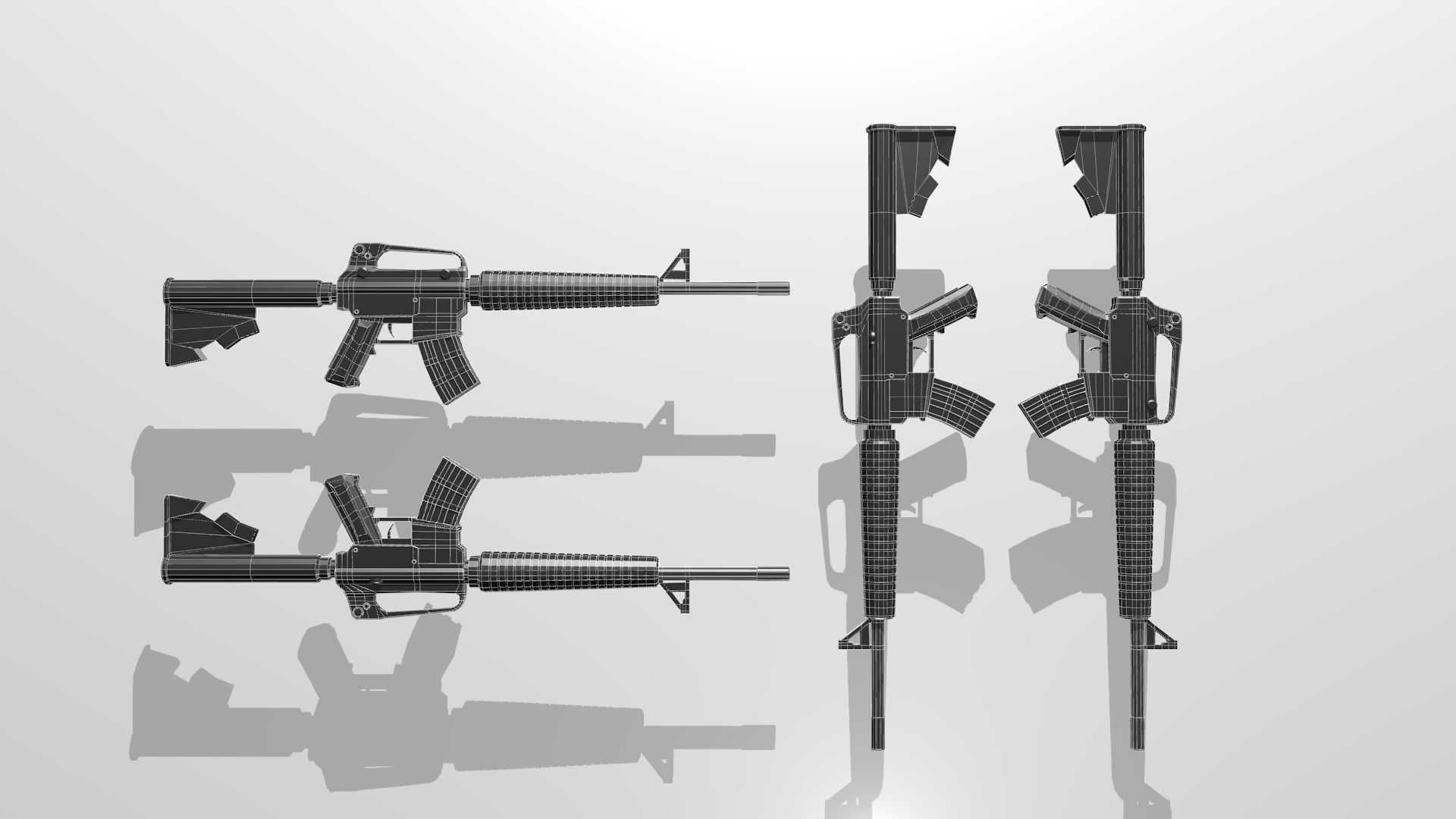 Low Poly M4A1 ar - rifle Low-poly 3D model_6