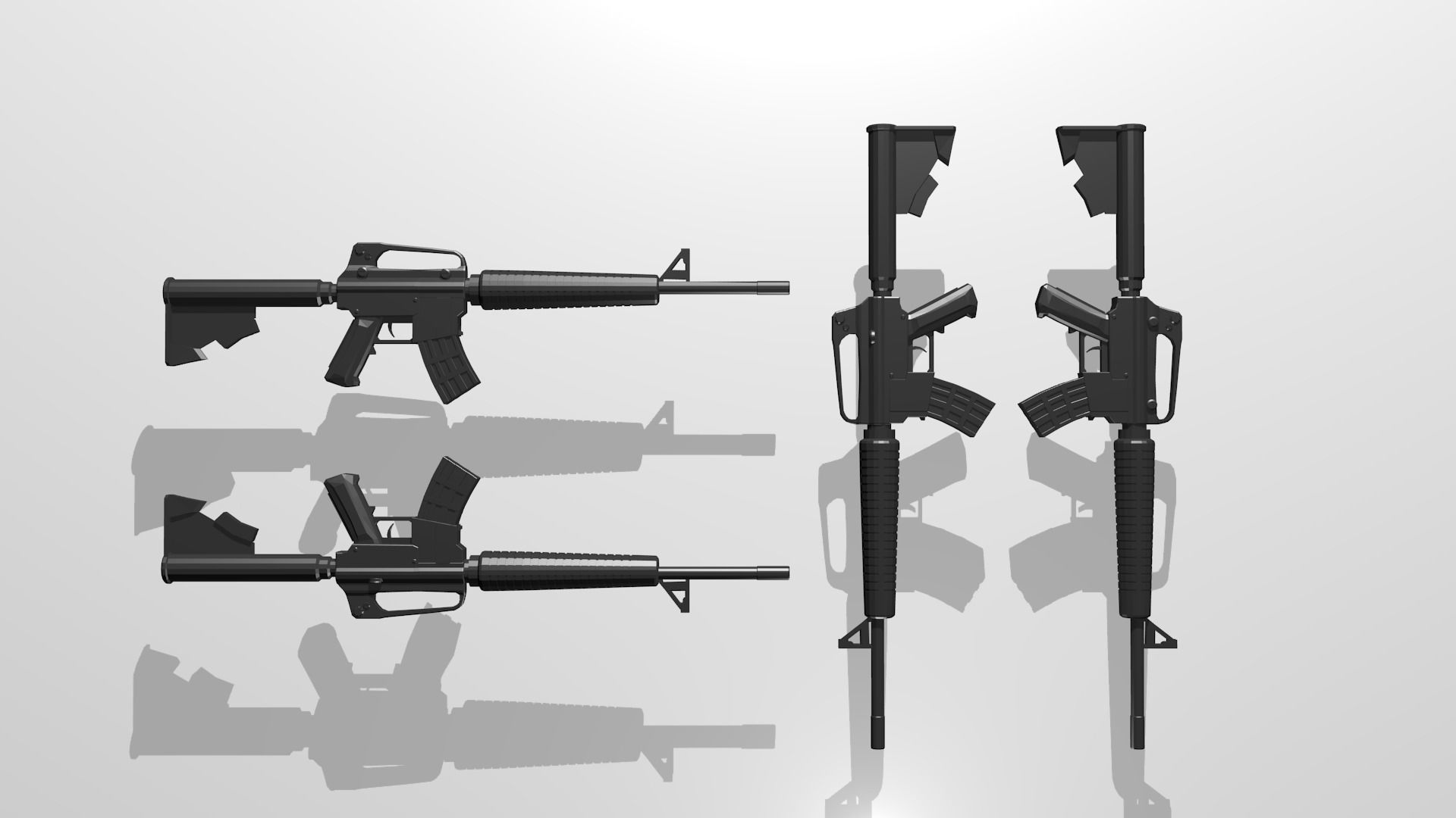 Low Poly M4A1 ar - rifle Low-poly 3D model_5