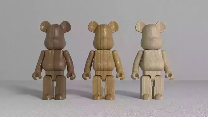 Wooden BearBrick 3D model