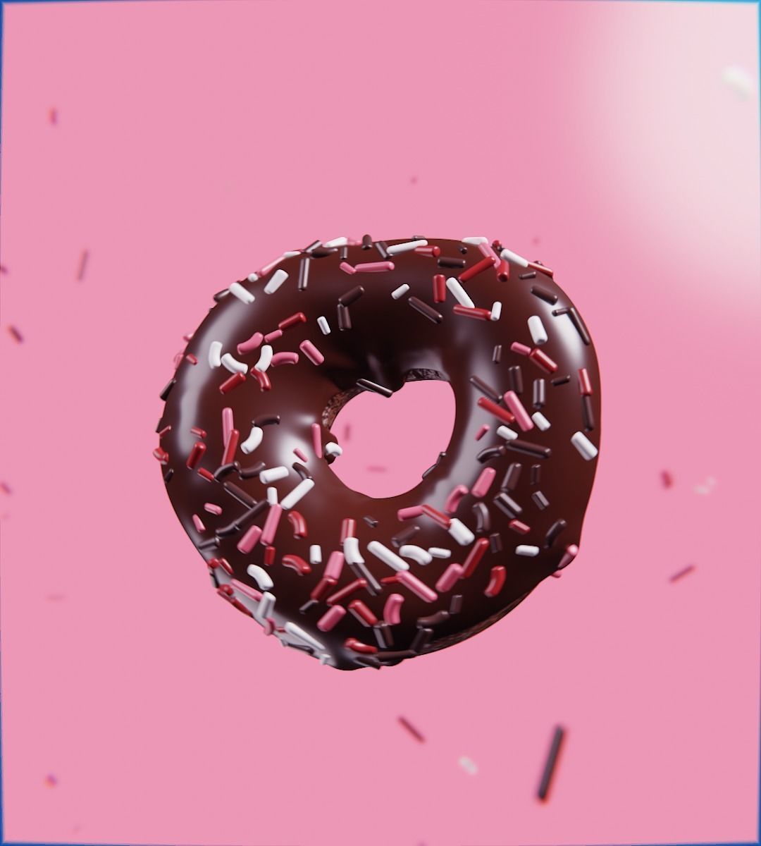 Chocolate donut 3D model_2