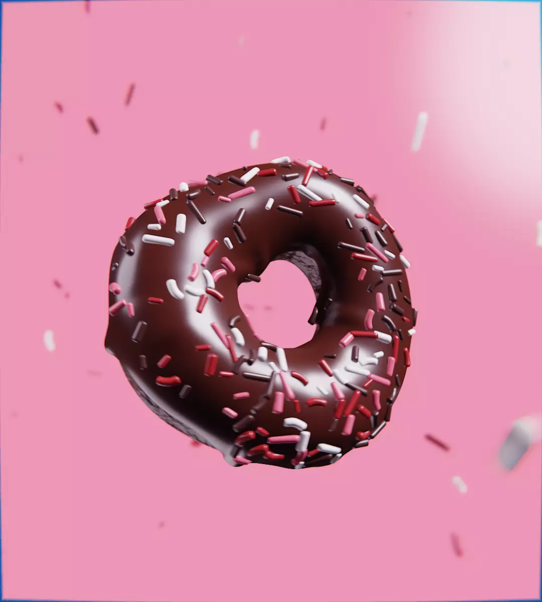 Chocolate donut 3D model_0