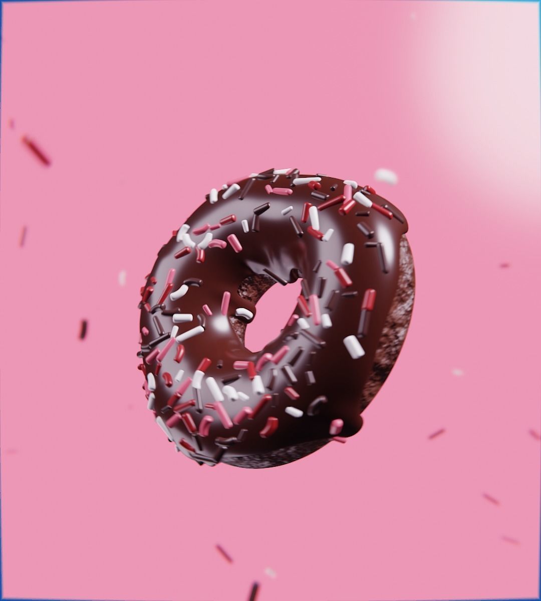 Chocolate donut 3D model_3