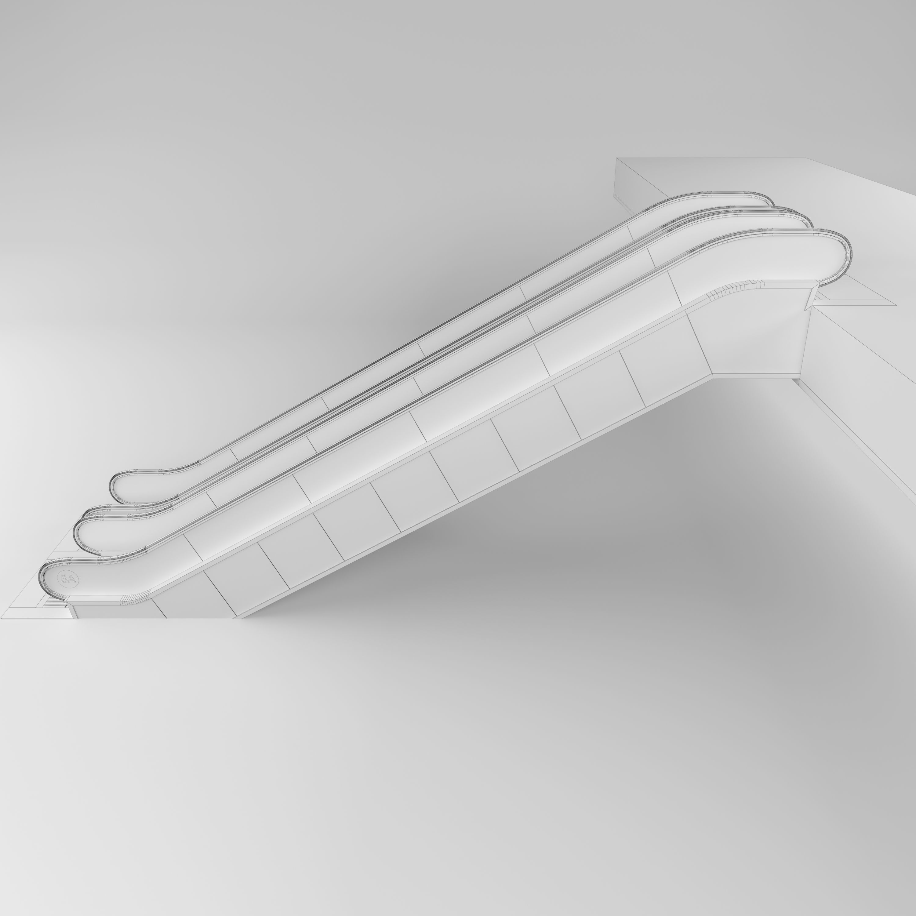 Escalator in modern building 3D model_13