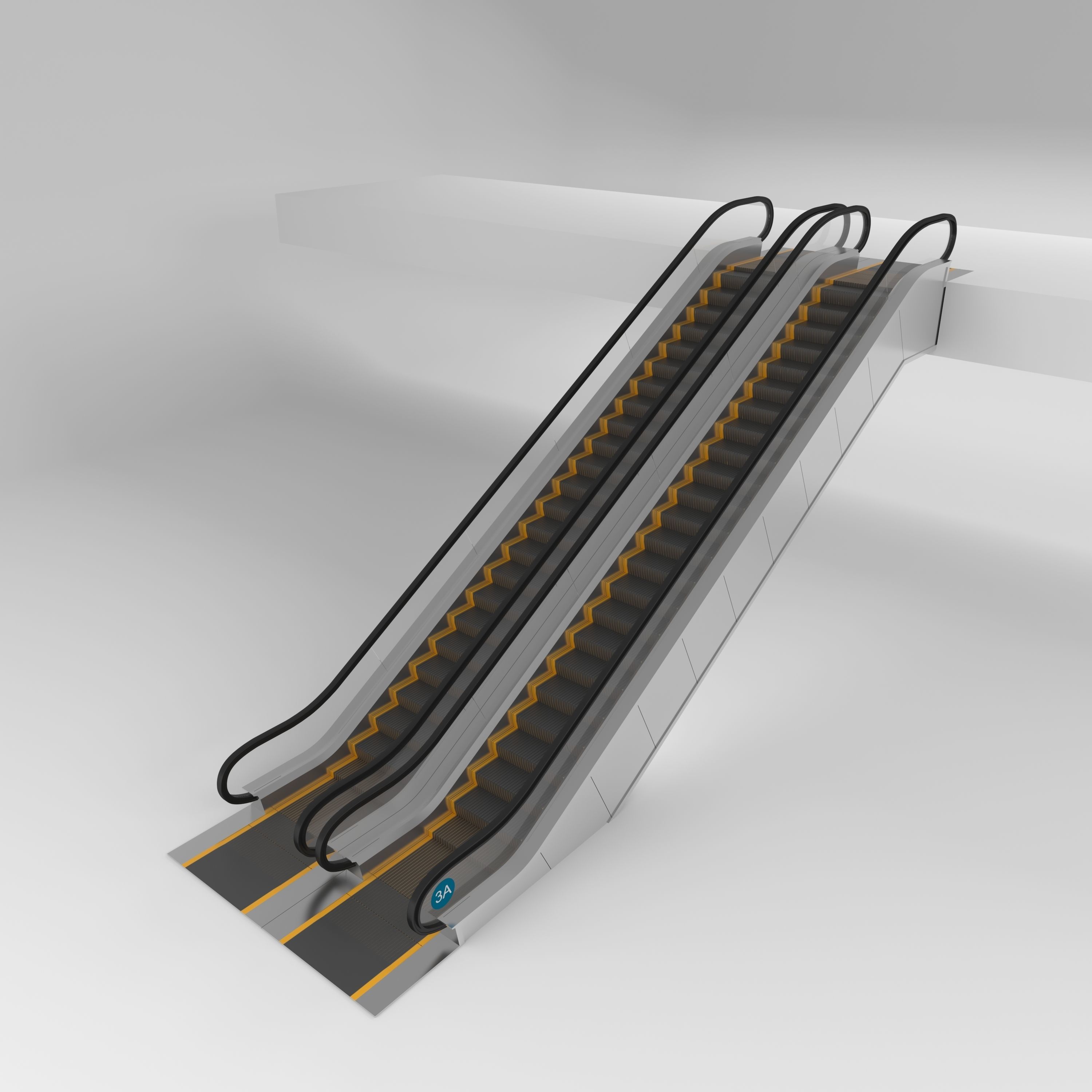Escalator in modern building 3D model_10
