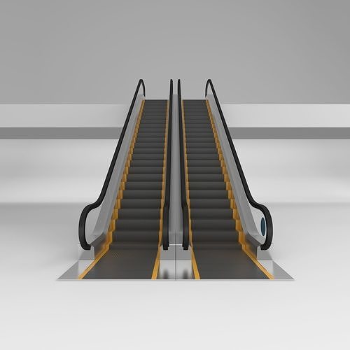 Escalator in modern building 3D model