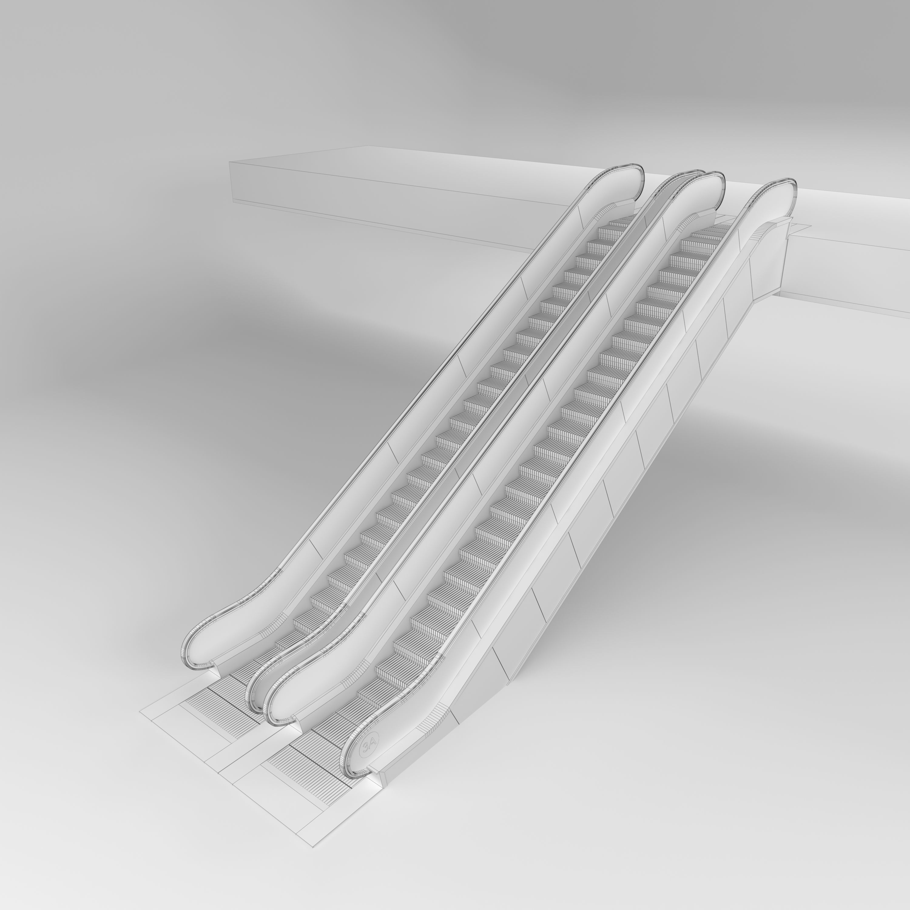 Escalator in modern building 3D model_11