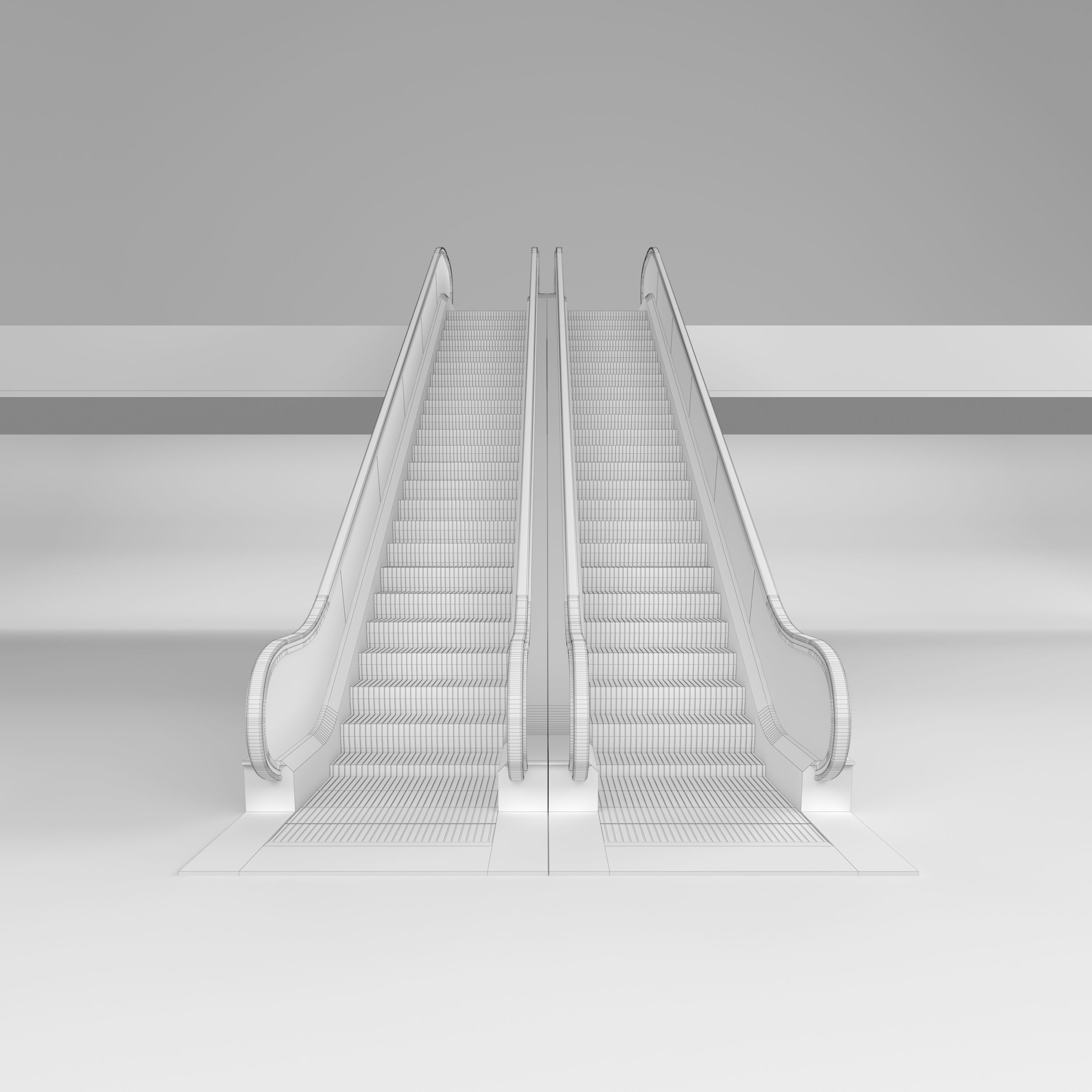 Escalator in modern building 3D model_1