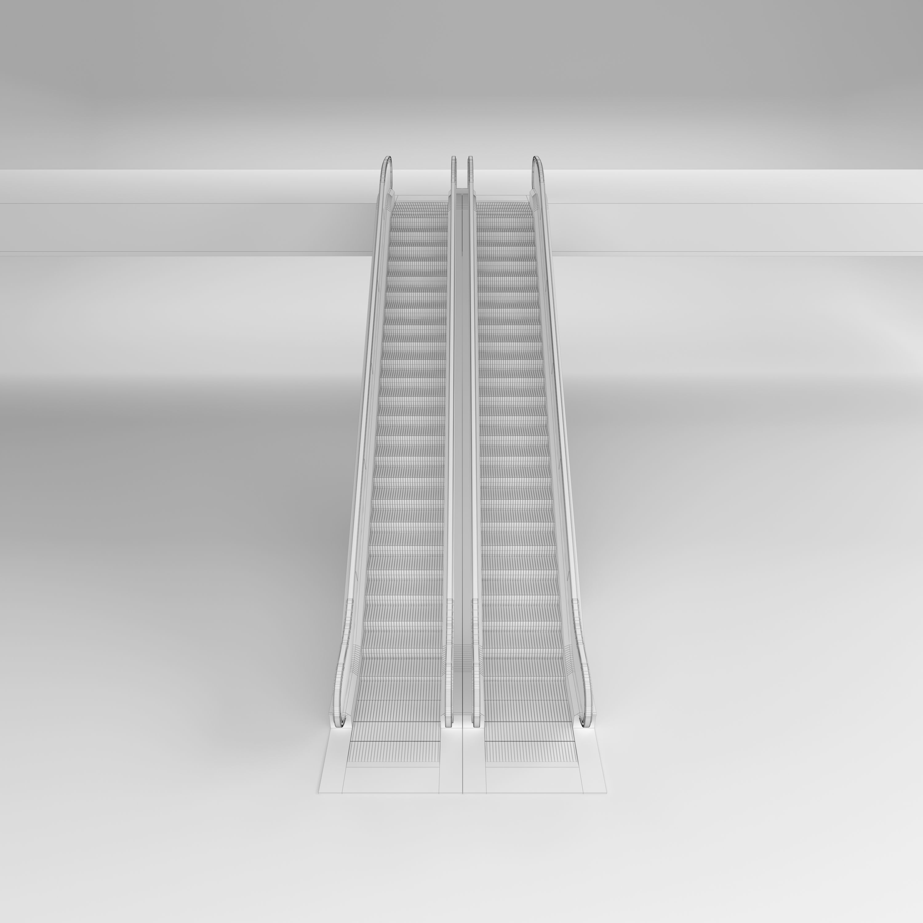 Escalator in modern building 3D model_9