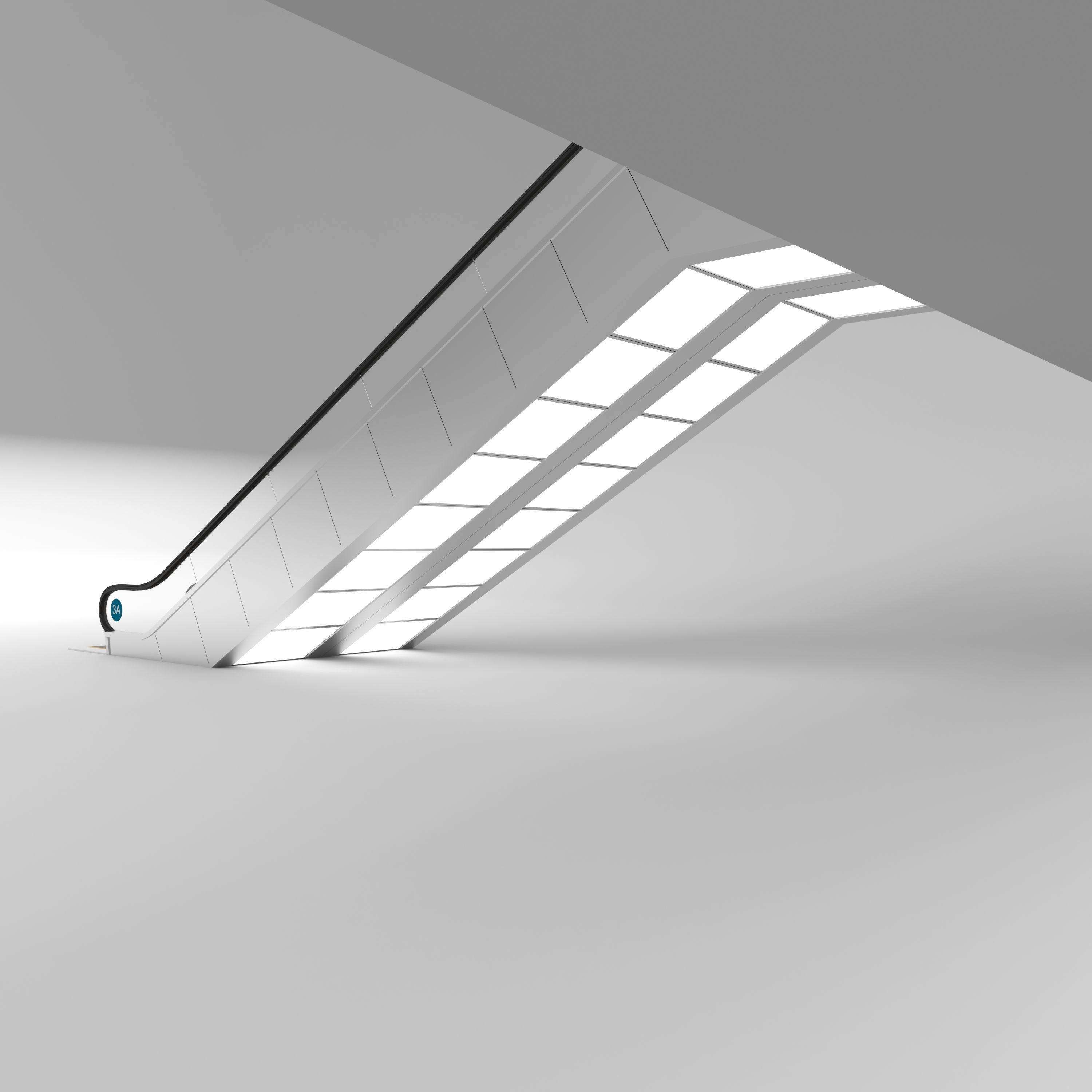 Escalator in modern building 3D model_6