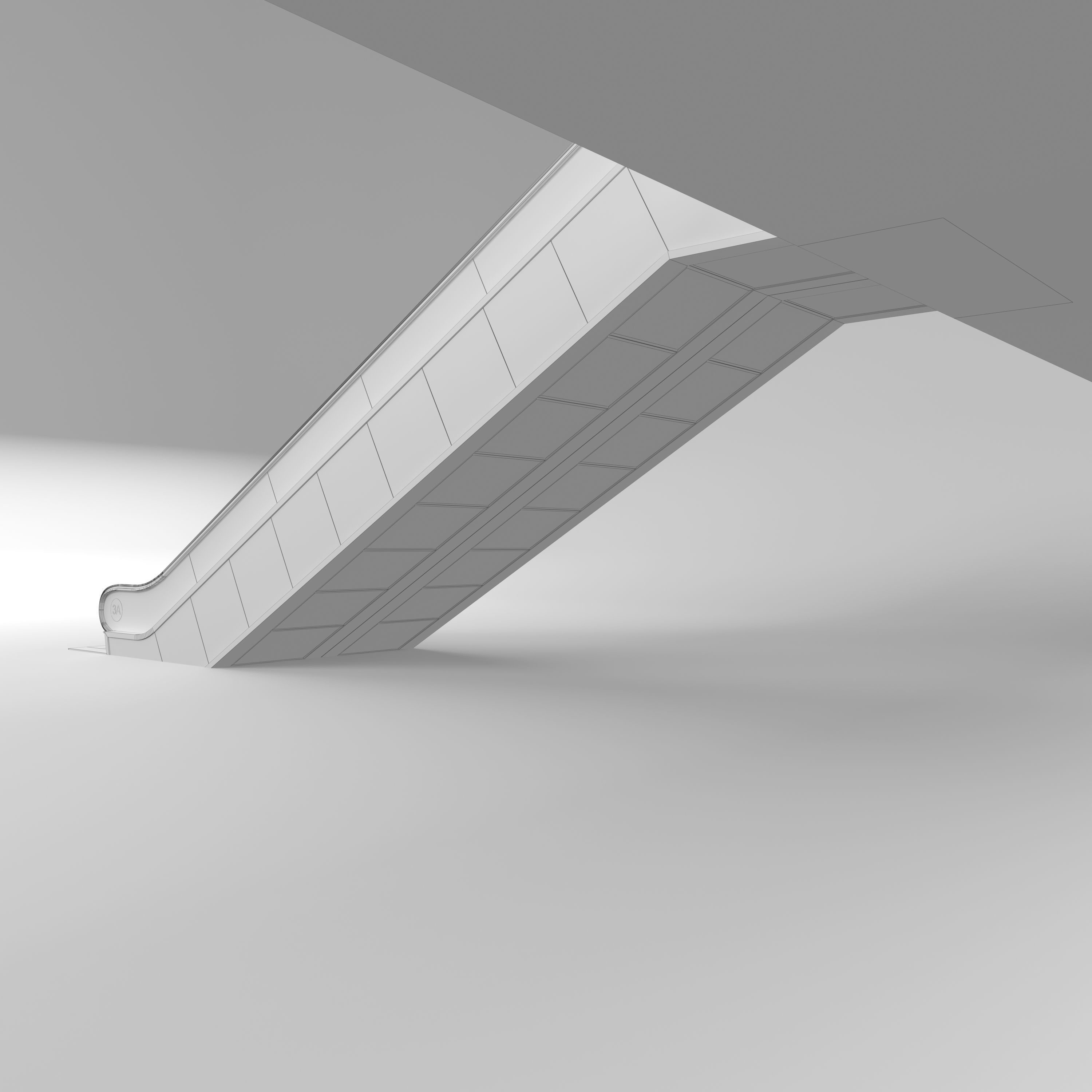Escalator in modern building 3D model_7