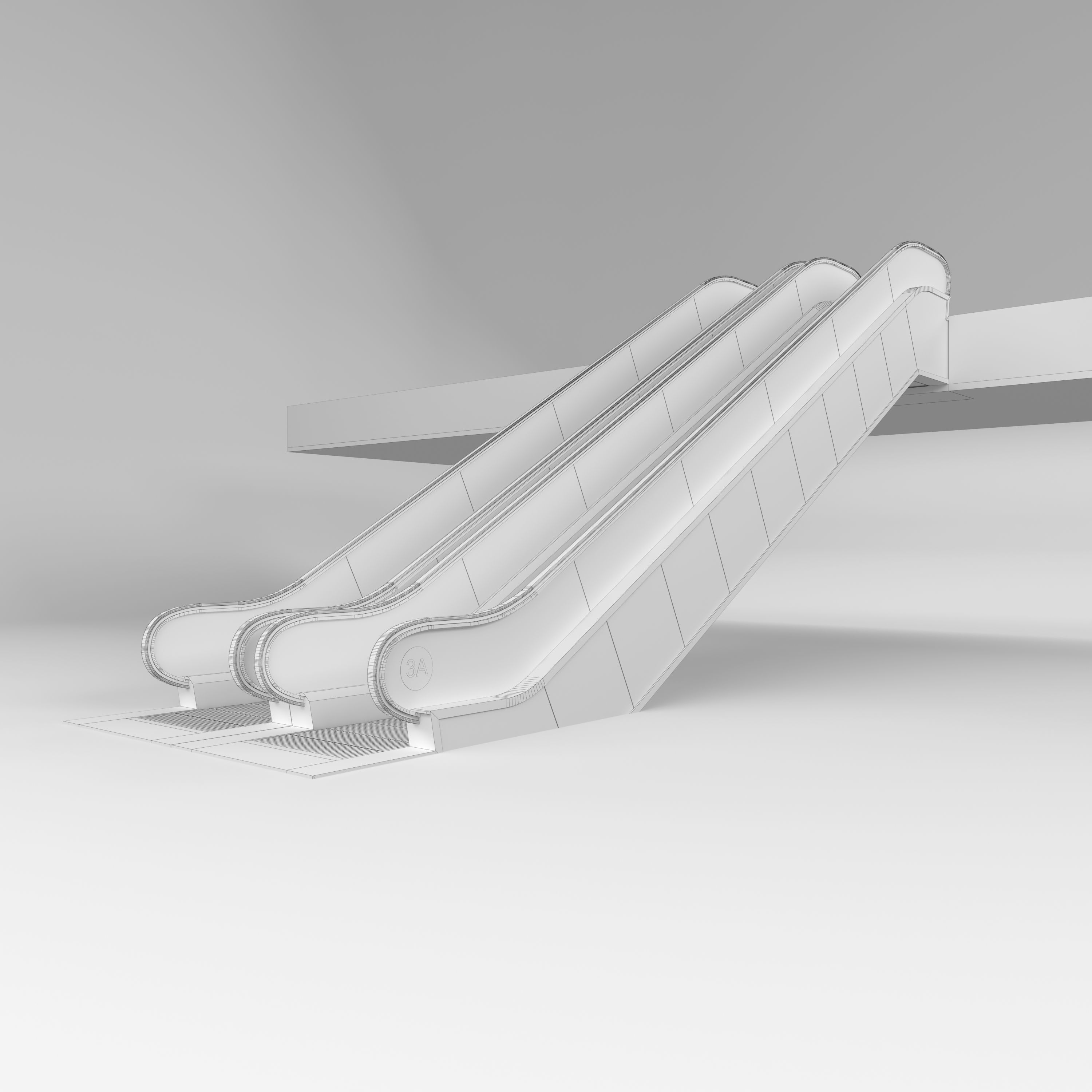 Escalator in modern building 3D model_3
