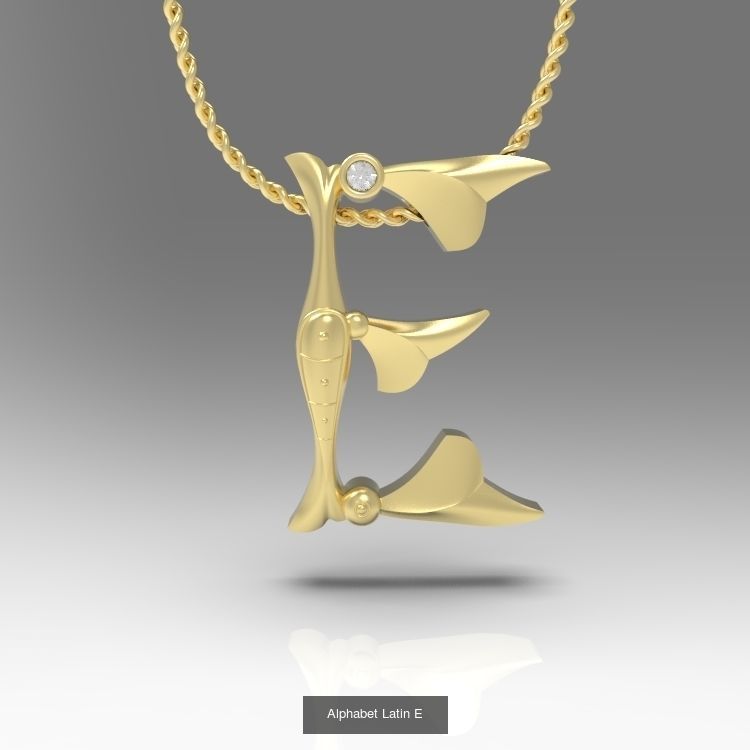 Collection Calligraphy Alphabet Latin Pendants with Gems _25