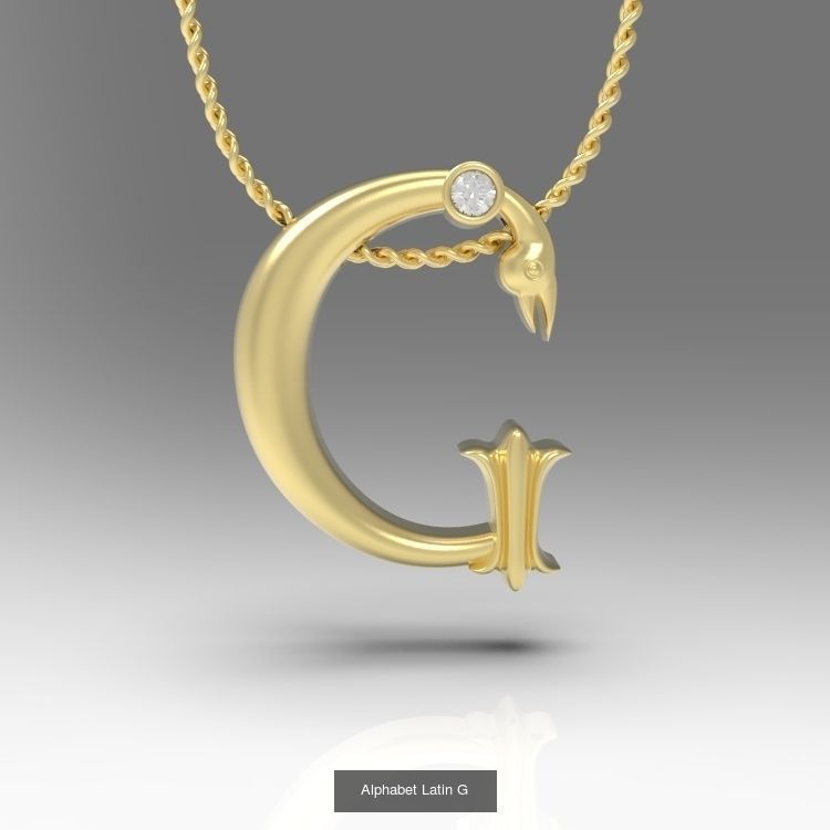 Collection Calligraphy Alphabet Latin Pendants with Gems _23