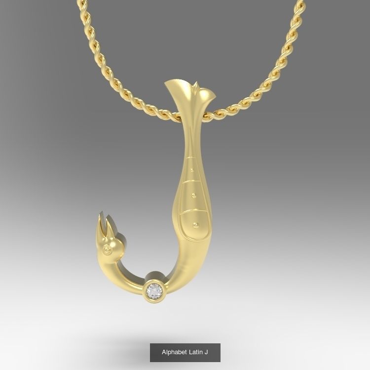 Collection Calligraphy Alphabet Latin Pendants with Gems _20