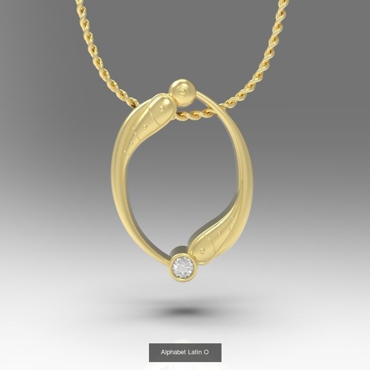 Collection Calligraphy Alphabet Latin Pendants with Gems _15