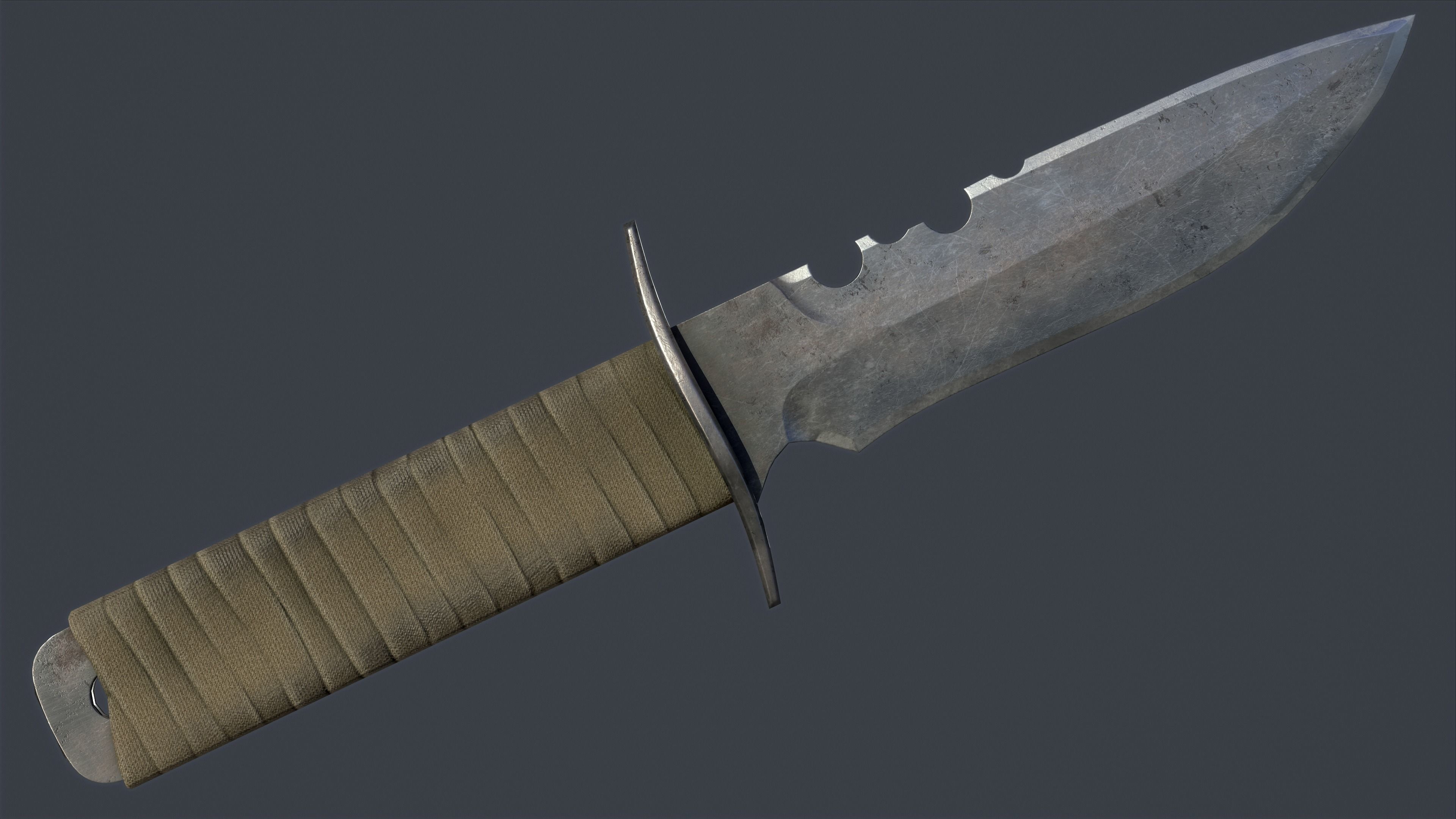 Tactical Combat Knife Kit 10 Fully Completed Gameready Knifes  Low-poly 3D model_23