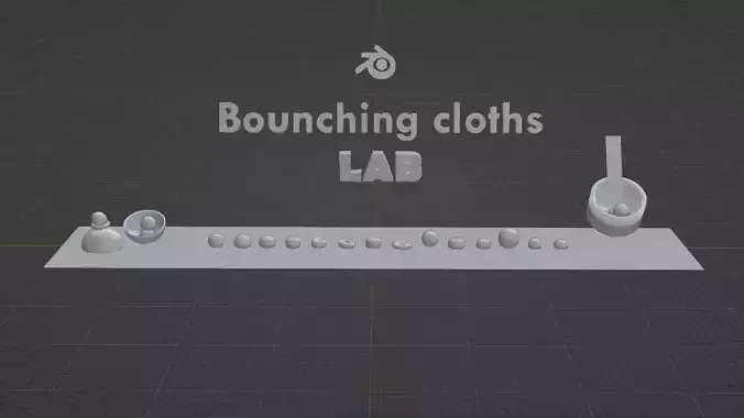 Bounching cloths LAB different padding balls free to fall Low-poly 3D model