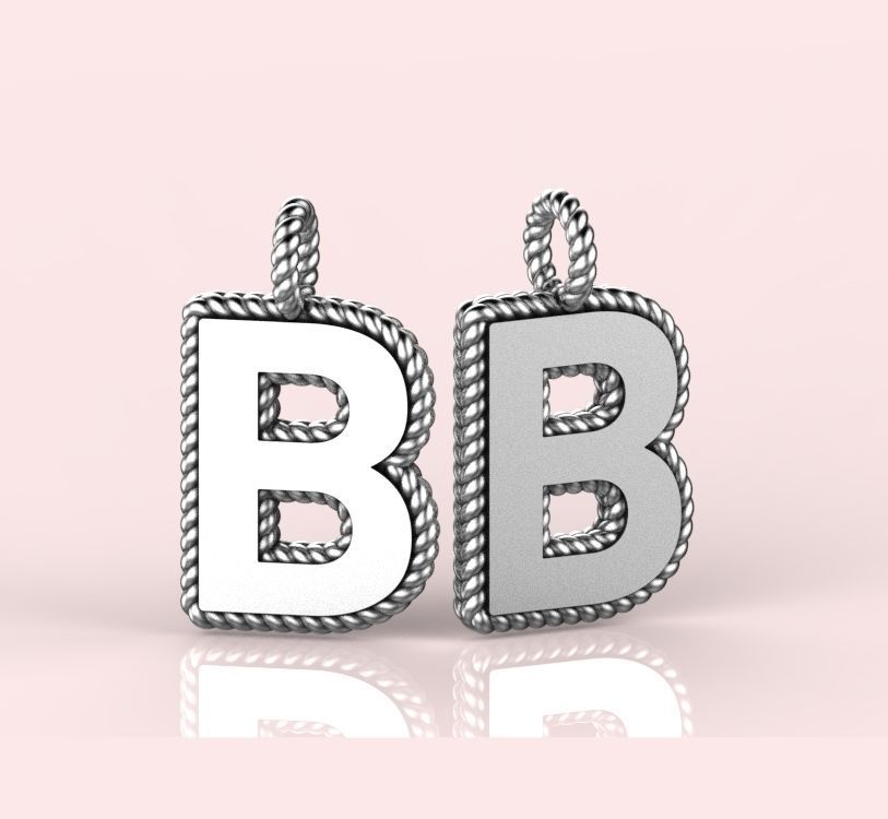 Pendant Letter B Necklace 3D print model 3D print model_1