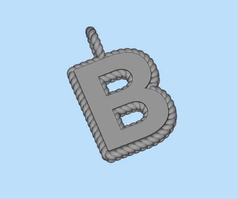 Pendant Letter B Necklace 3D print model 3D print model_5