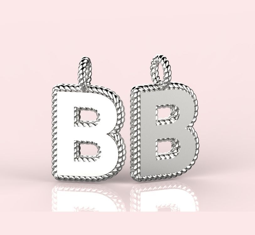 Pendant Letter B Necklace 3D print model 3D print model_3