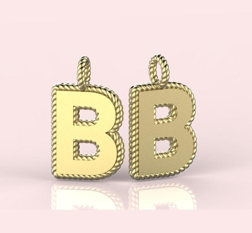 Pendant Letter B Necklace 3D print model 3D print model_7