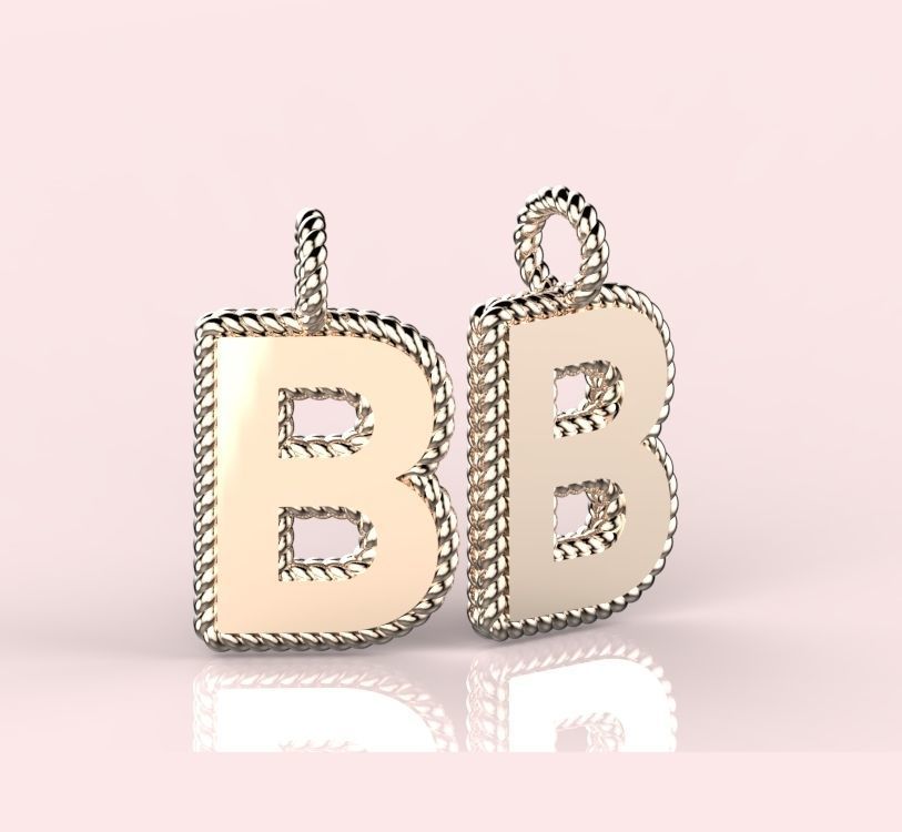 Pendant Letter B Necklace 3D print model 3D print model_2