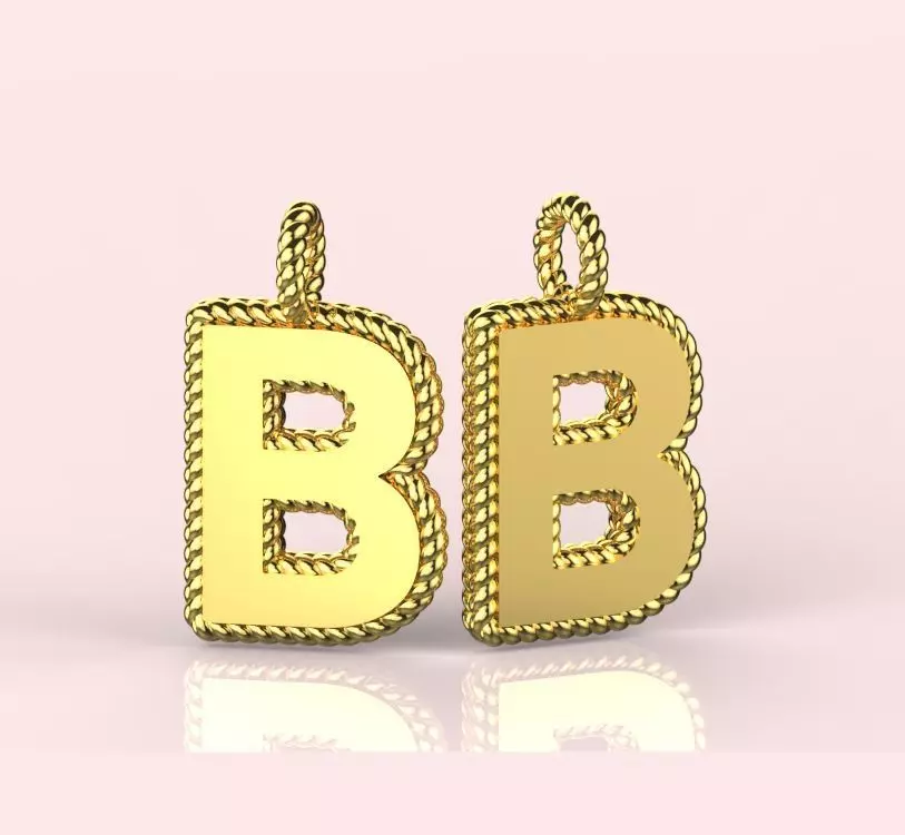 Pendant Letter B Necklace 3D print model 3D print model_0