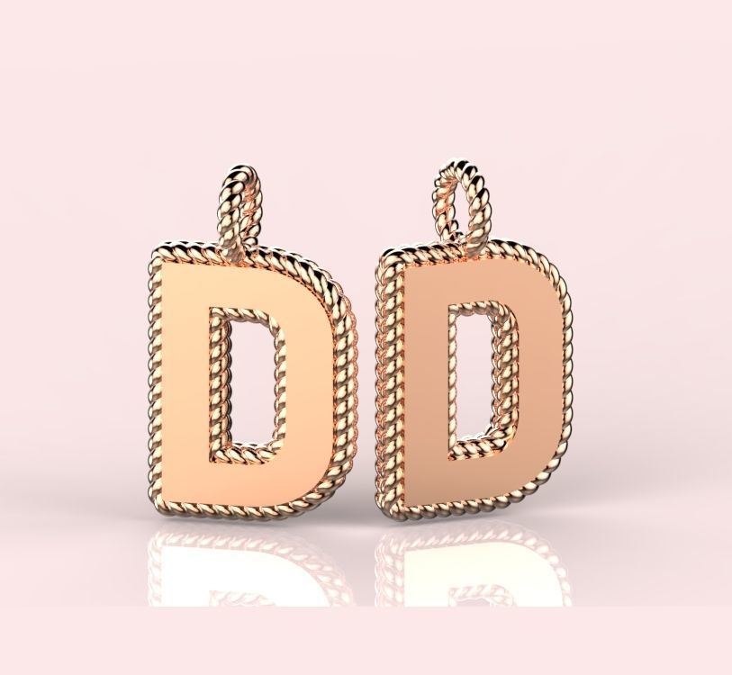 Pendant Letter D Necklace 3D print model 3D print model_2