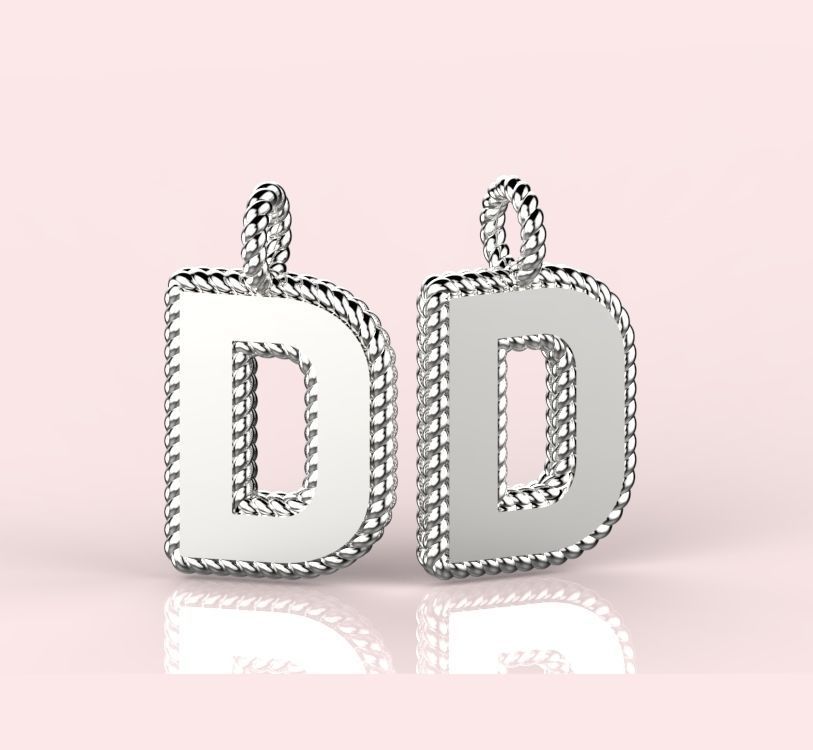 Pendant Letter D Necklace 3D print model 3D print model_4