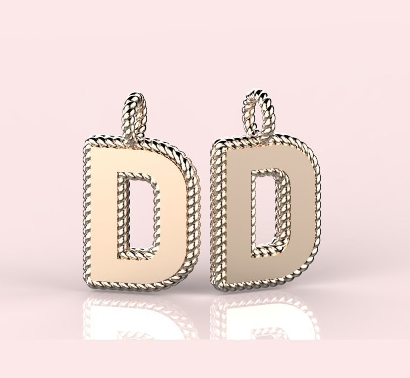 Pendant Letter D Necklace 3D print model 3D print model_3