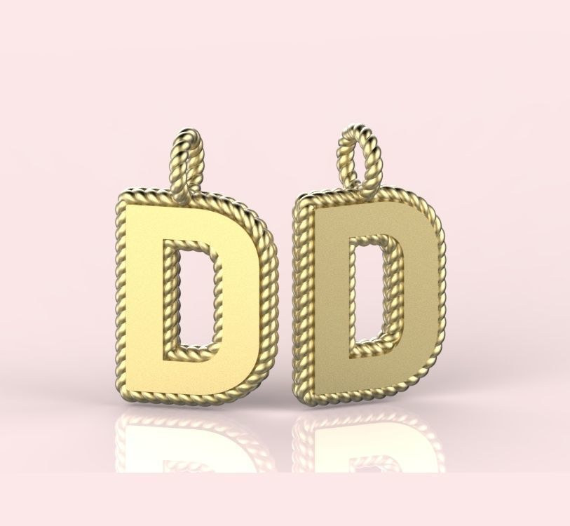 Pendant Letter D Necklace 3D print model 3D print model_6
