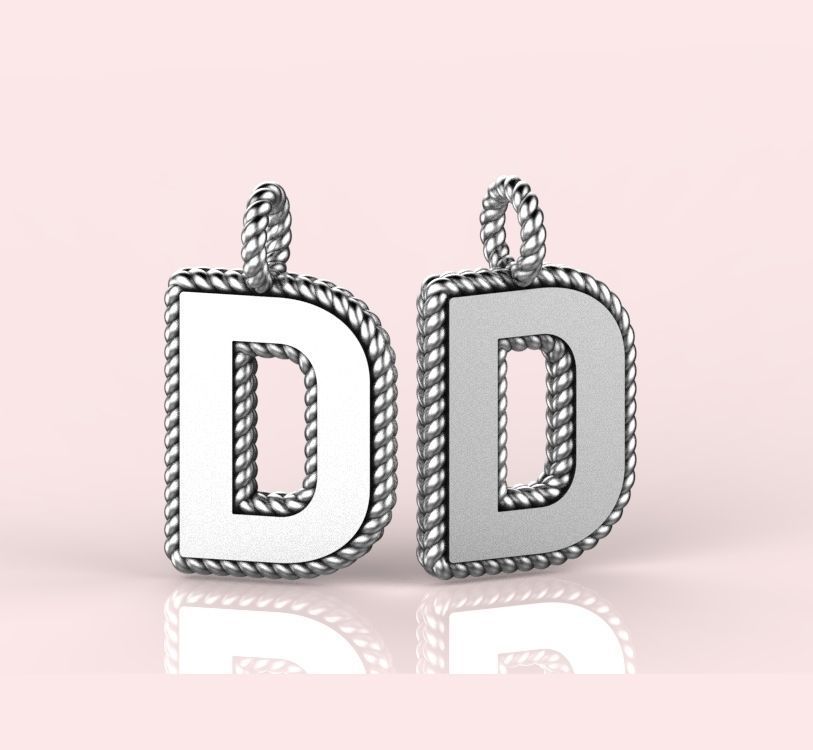 Pendant Letter D Necklace 3D print model 3D print model_1