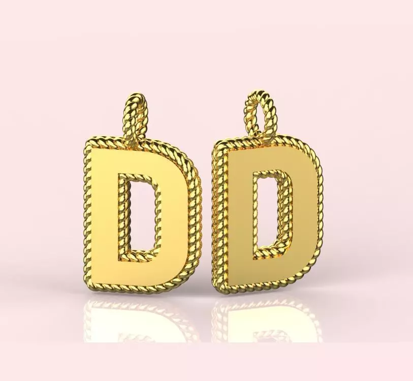 Pendant Letter D Necklace 3D print model 3D print model_0
