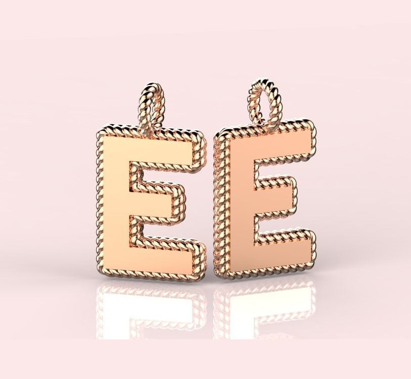 Pendant Letter E Necklace 3D print model 3D print model_2
